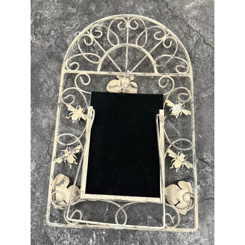 St Nicholas Square Metal Distressed Open Scrollwork Floral‎ Bees  Frame 5X7